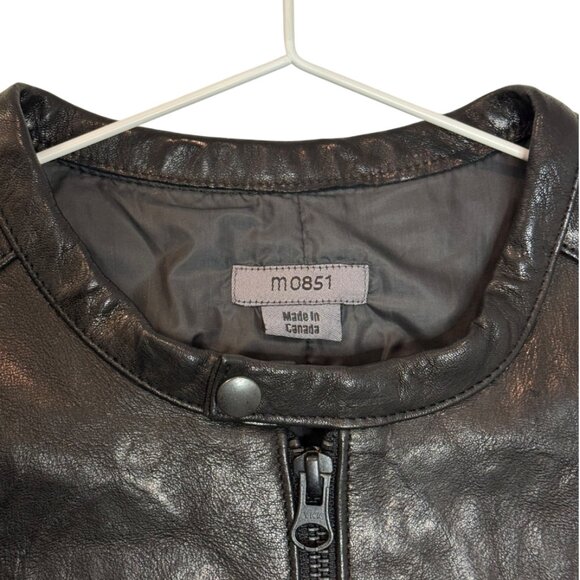 M0851 zip up leather moto jacket black women's size 0 - Picture 3 of 4